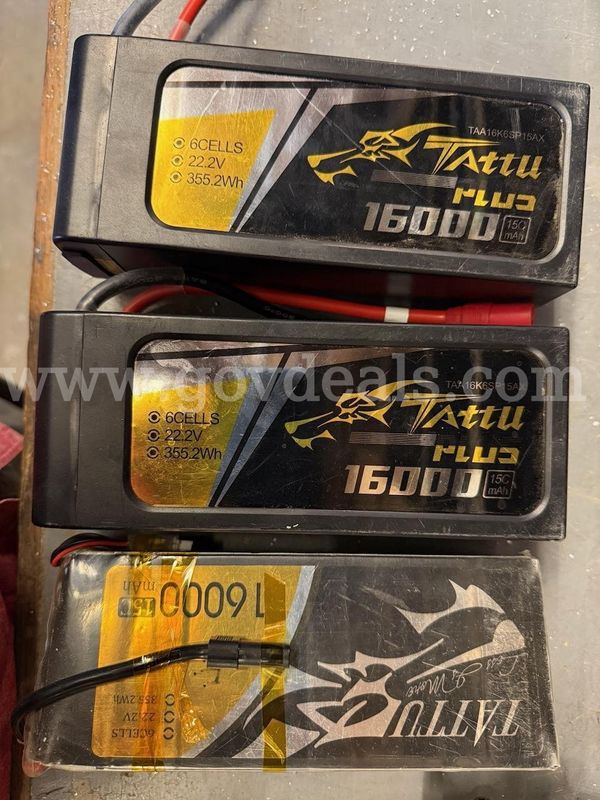 Lot of 3 qty. Tattu 16000mAh 6S 30C 22.2V LiPo Battery Pack