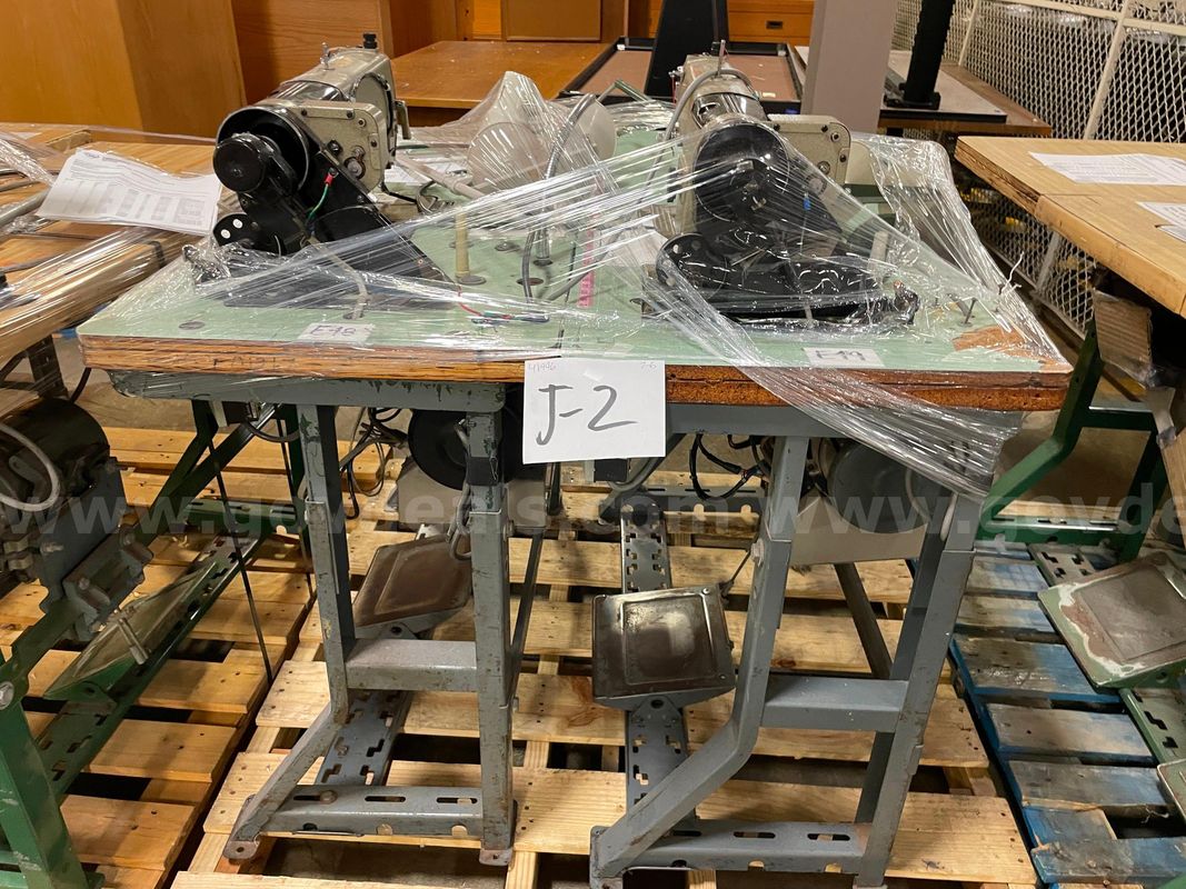 Lot of (2) Commercial Sewing Machines with Tables