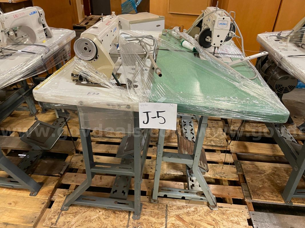Lot of (2) Commercial Sewing Machines with Tables