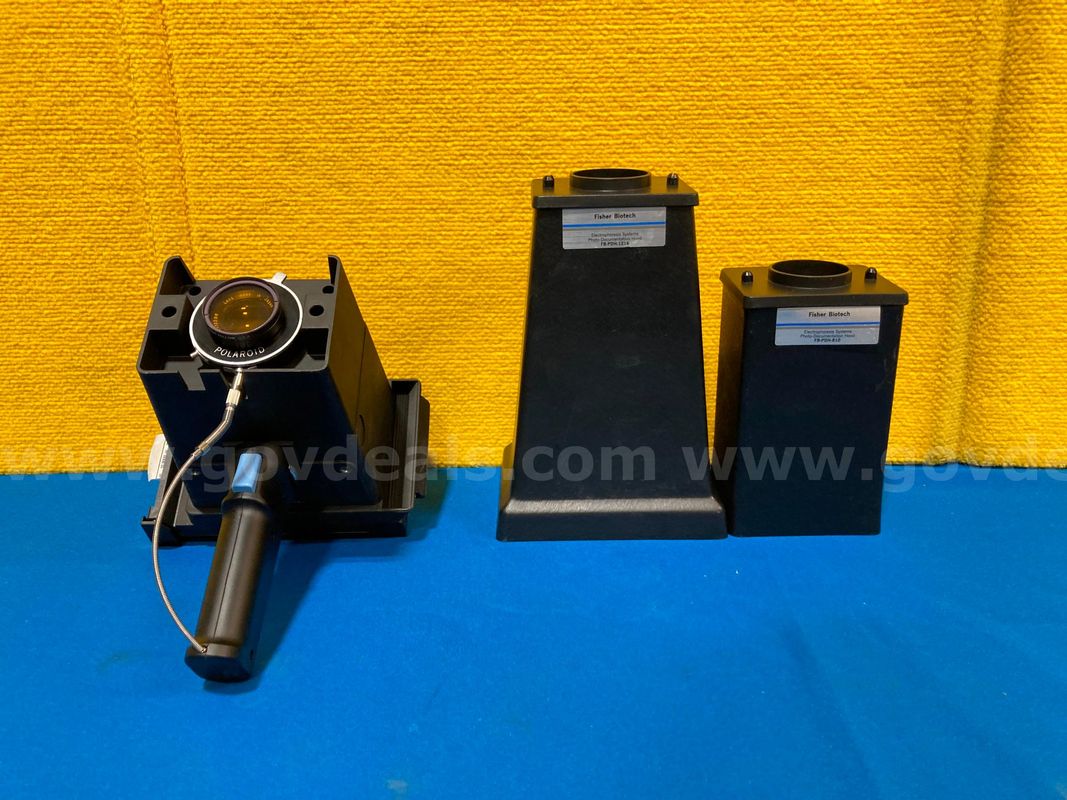 (1) Fisher Biotech Electrophoresis Systems Photo-Documentation Camera and Hoods