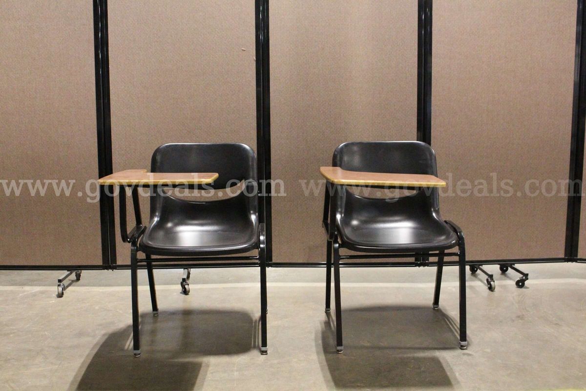 (2) KI Dorsal Classroom/Training Chairs with Attached Writing Tablets
