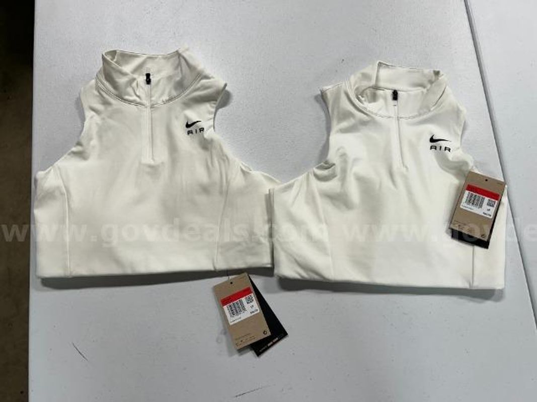 Lot of 2, Nike Air Dri-Fit Swoosh Mock Zip Sports Bra.White in color.Size:L