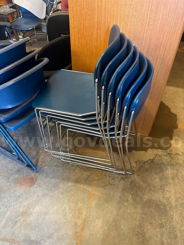 (6) Blue Stacking Chairs
