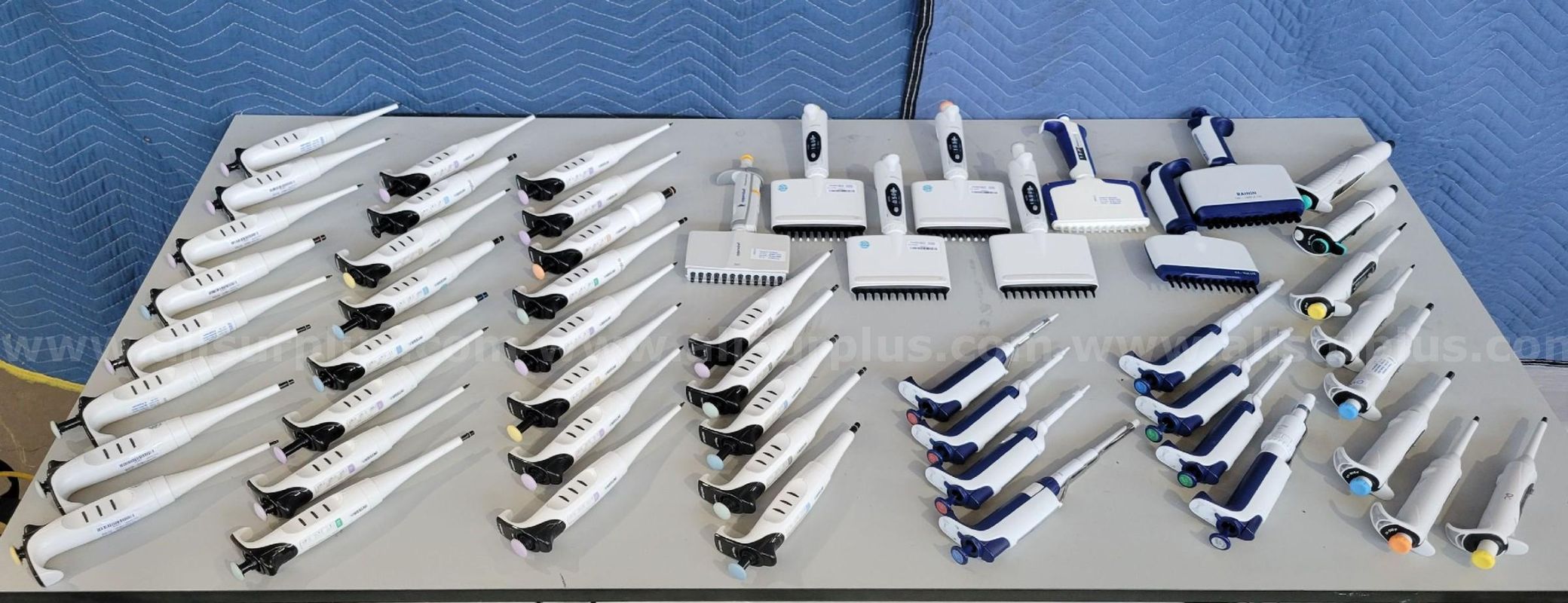 76pcs Assorted Pipettes & Pipettors by Sartorius, Rainin, Eppendorf, FisherBrand, Integra, Drummond, etc.