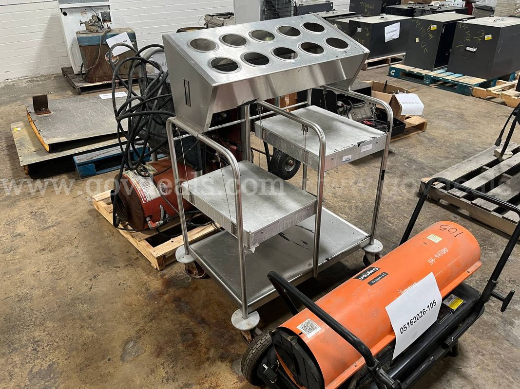 Lot of Heater, Dispenser Cart, and Steam Cleaner
