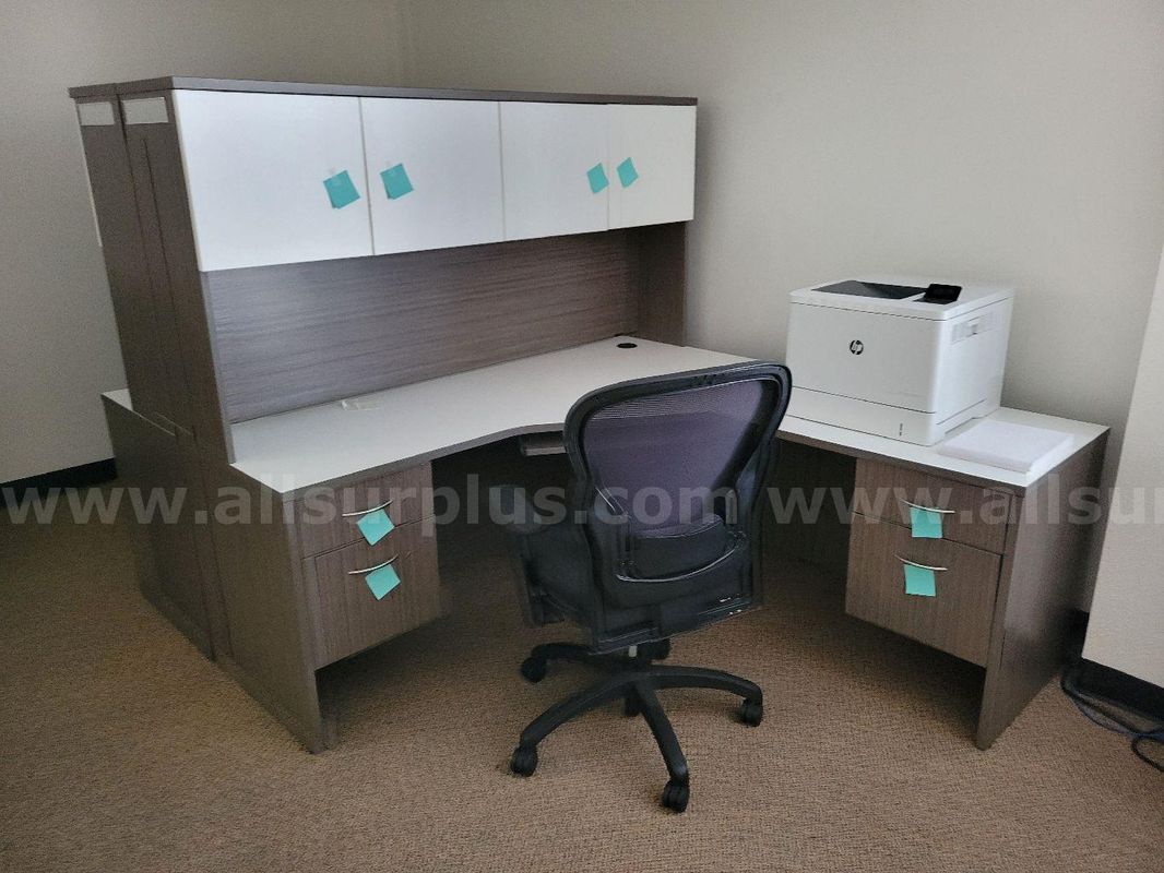 Large Lot of Gray Finish/Laminate Office Furniture