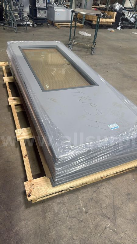 American Door & Frame 36x84 Steel Fire-Rated Doors with Vision Lite, Wired Glass, Lot of 5, LHR