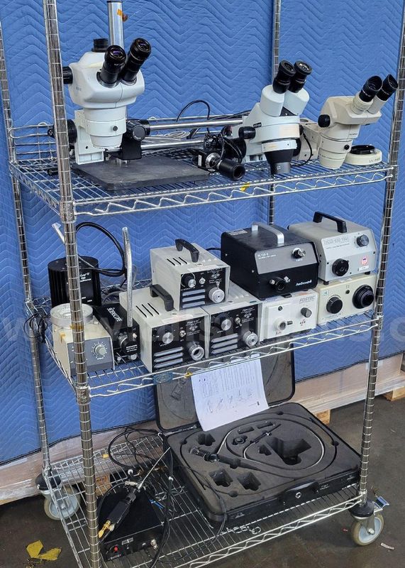 15pcs+ Assorted Microscopes & Illuminators