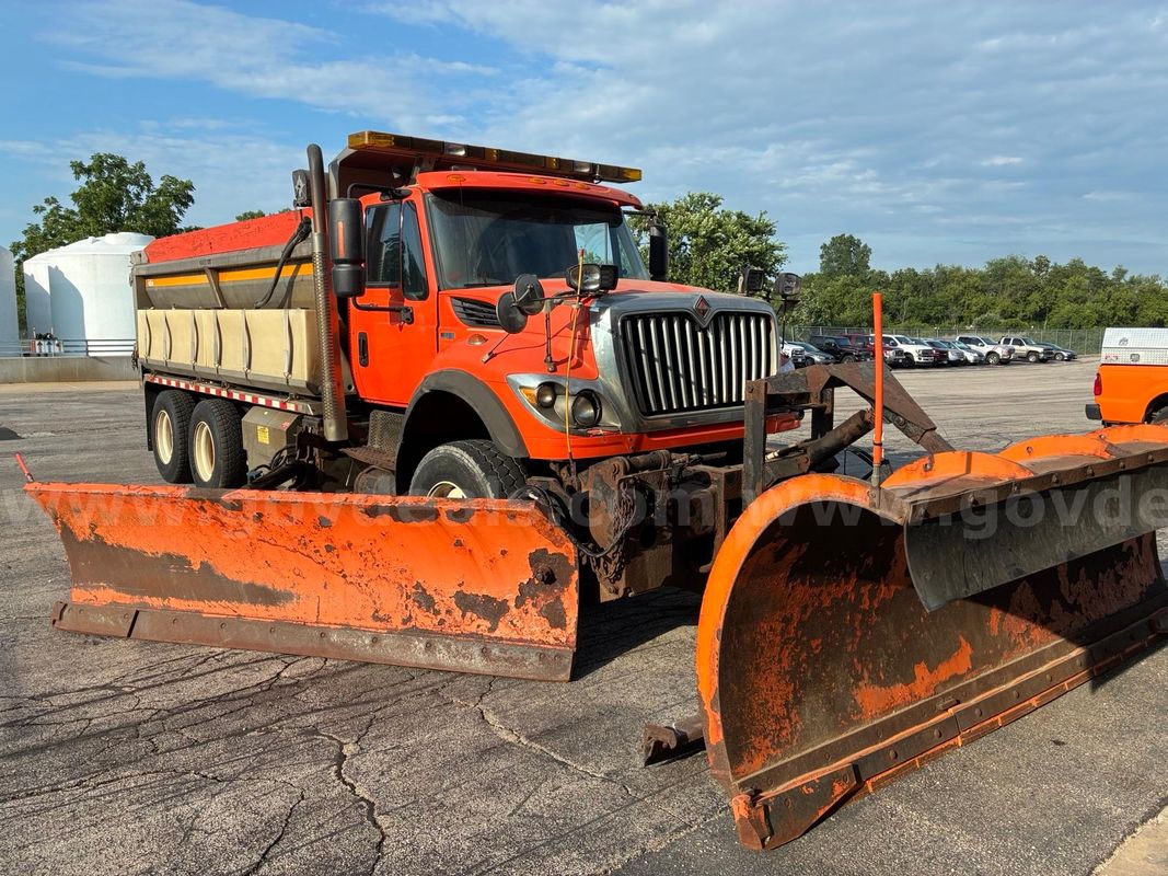 2011 International 7400 SBA w/12-foot Main Plow, 10-foot Wing, Salt Spreader, 16-foot Dump Body w/Chain Conveyor