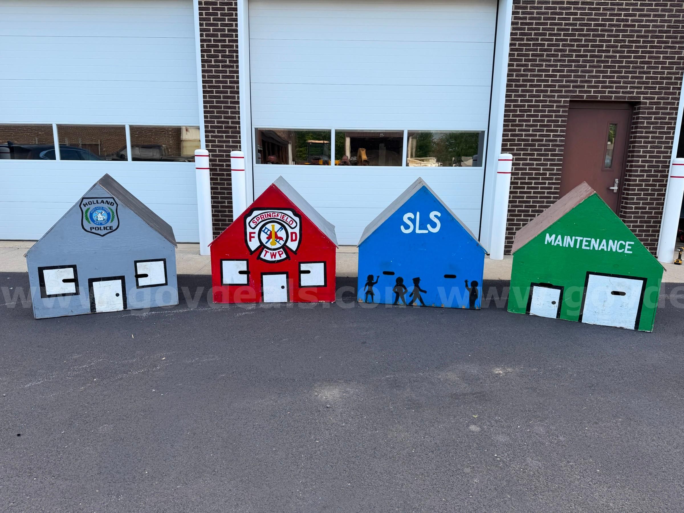 Set of four (4) plywood houses made for Safety Town
