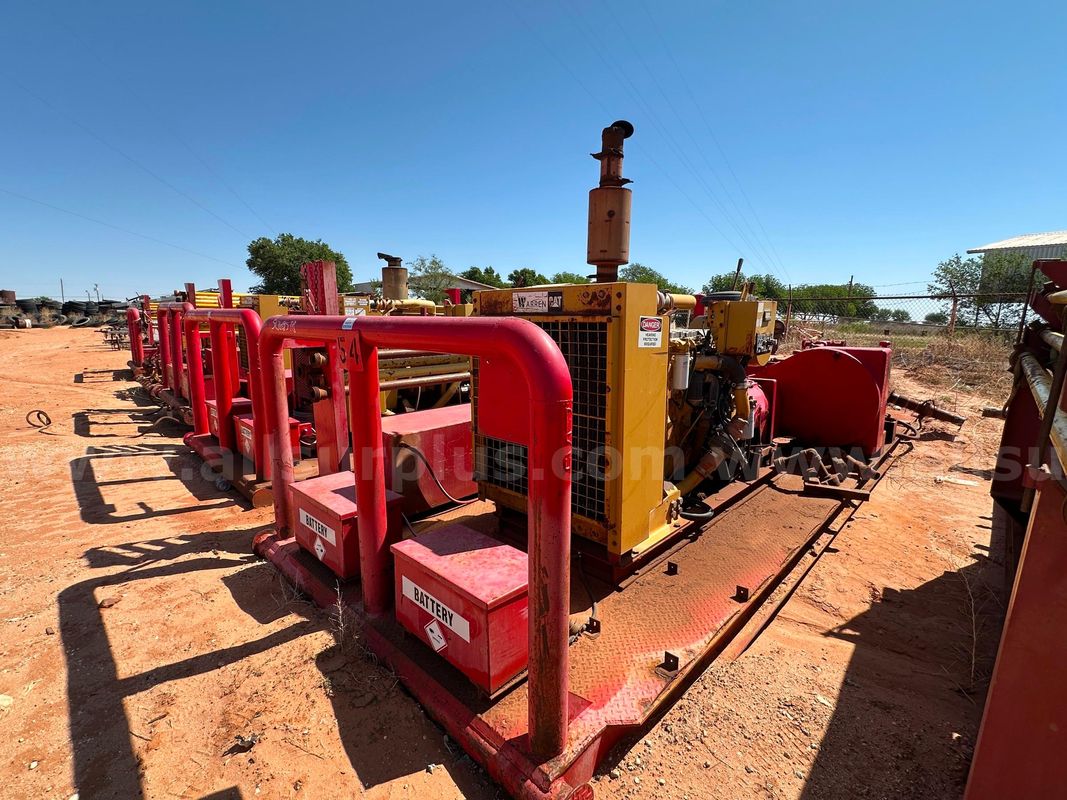 Pump Skid, Triplex, National Oilwell JWS-340, Skidded w/ CAT Diesel Engine Driver & Gear Reducer, Qty 1