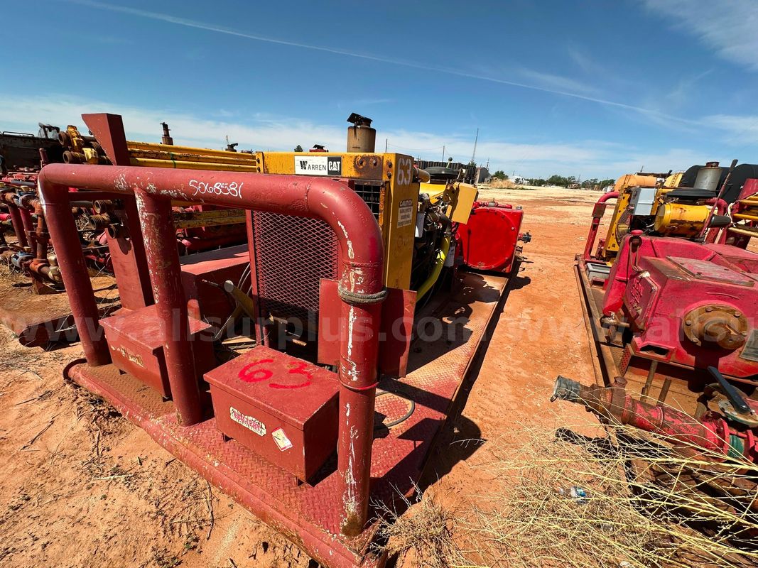 Pump Skid, Triplex, National Oilwell JWS-340, Skidded w/ CAT C9 Diesel Engine Driver & Gear Reducer, Qty 1