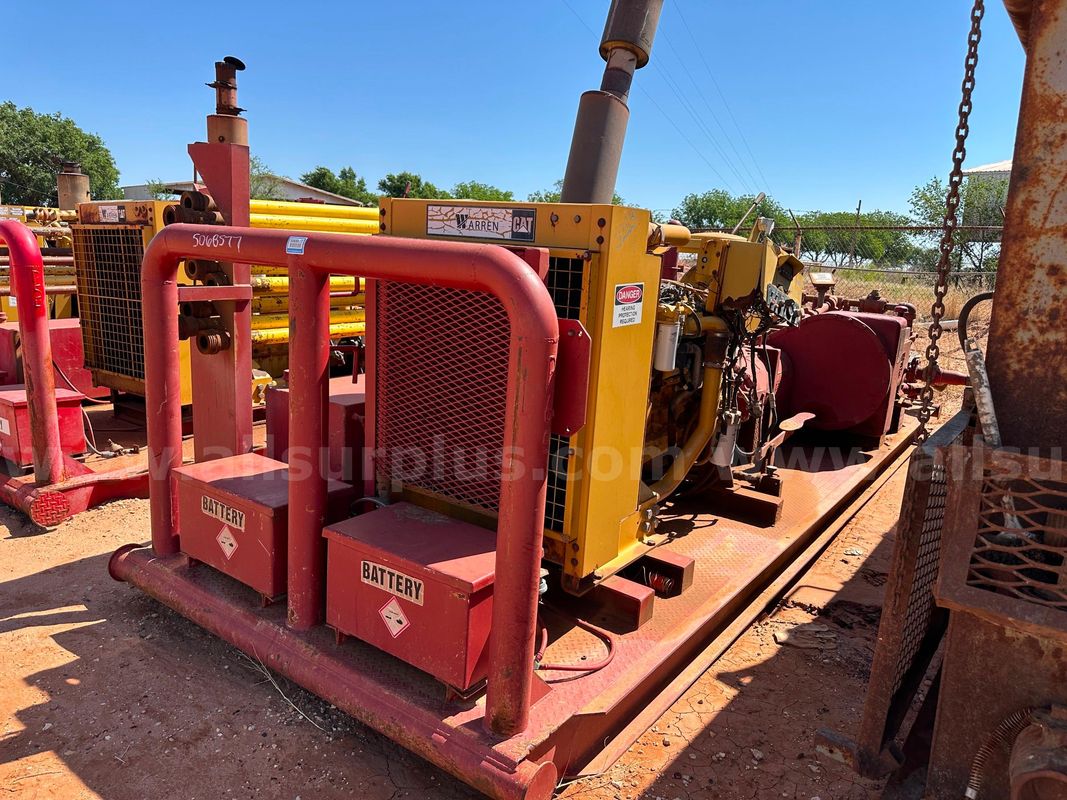 Pump Skid, Triplex, National Oilwell JWS-185, Skidded w/ CAT Diesel Engine Driver & Gear Reducer, Qty 1
