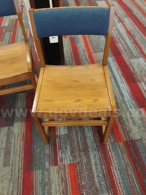 78 Blue Padded Back Wooden Library Chairs