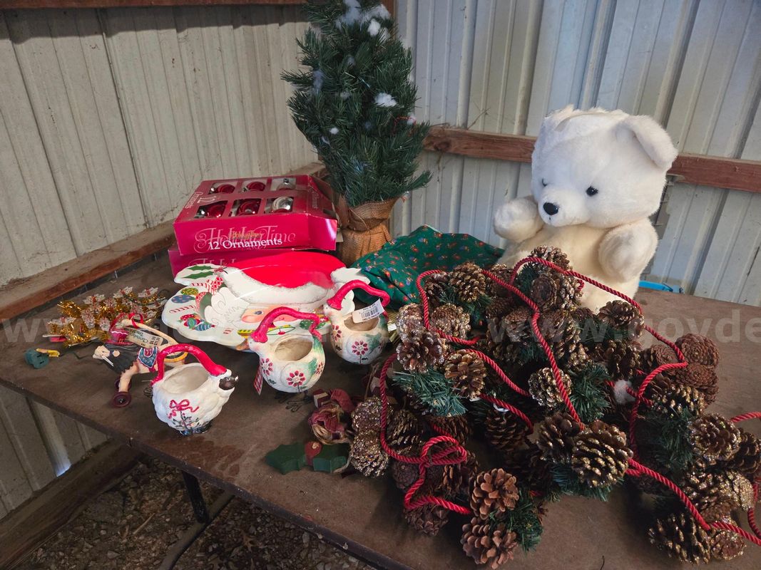 Lot of Christmas Decorations & Tree Stand for a Real Tree