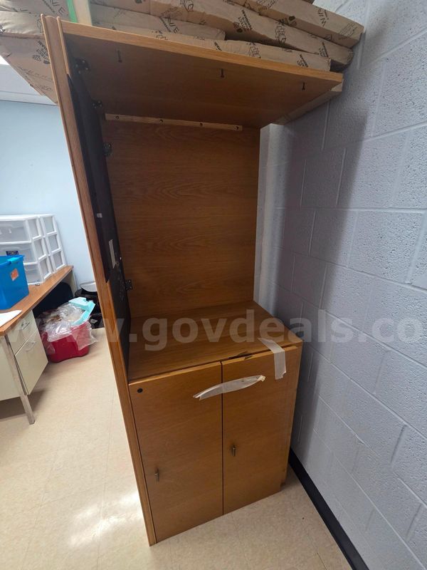 Narrow Wood Desk with 2 File Drawers