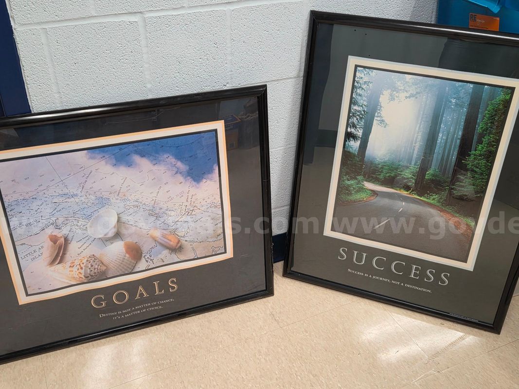 Lot of 2 Wall Hanging Black Framed Pictures (approx overall size 30.75"x25.25")