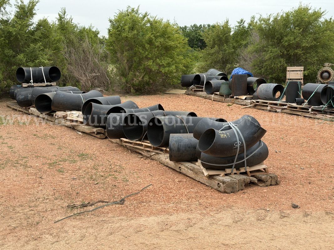 Fittings and Flanges, Carbon Steel, 6in to 30in Dia, Elbows, Tees, Reducers, Weld Neck, Blind Flanges, Approx Qty 114