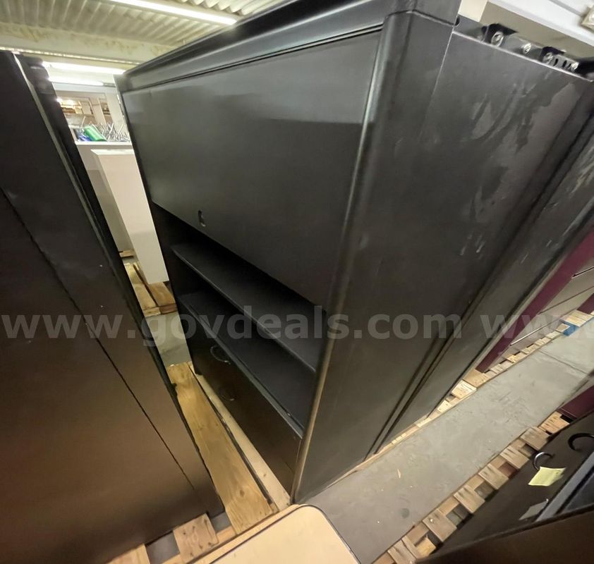 A Lot of (9) Black Cabinets/Book Shelves