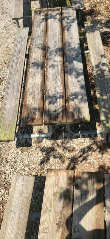 One 8' Picnic Table, galvanized metal frame
