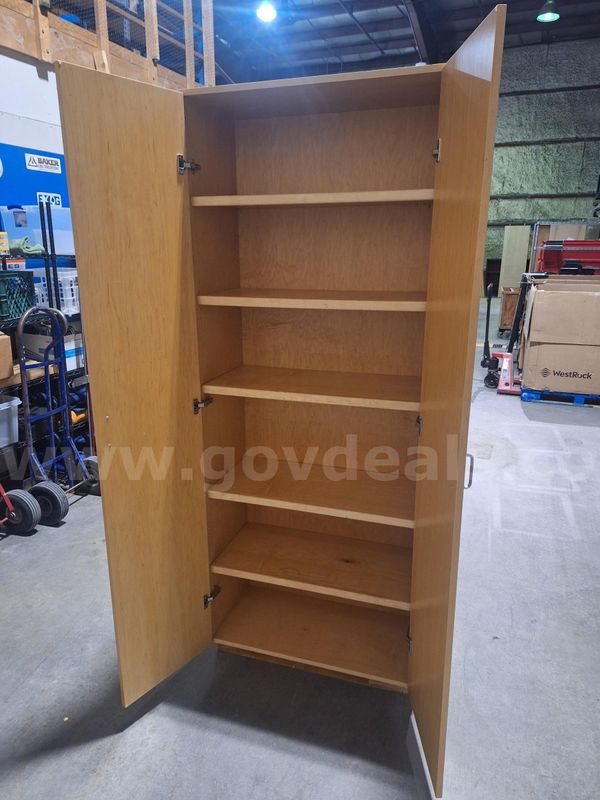 Double Door Wood Cabinet - 5 Shelf