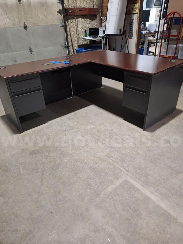 Dark Wood L-Shape (2-Pcs) Desk LH