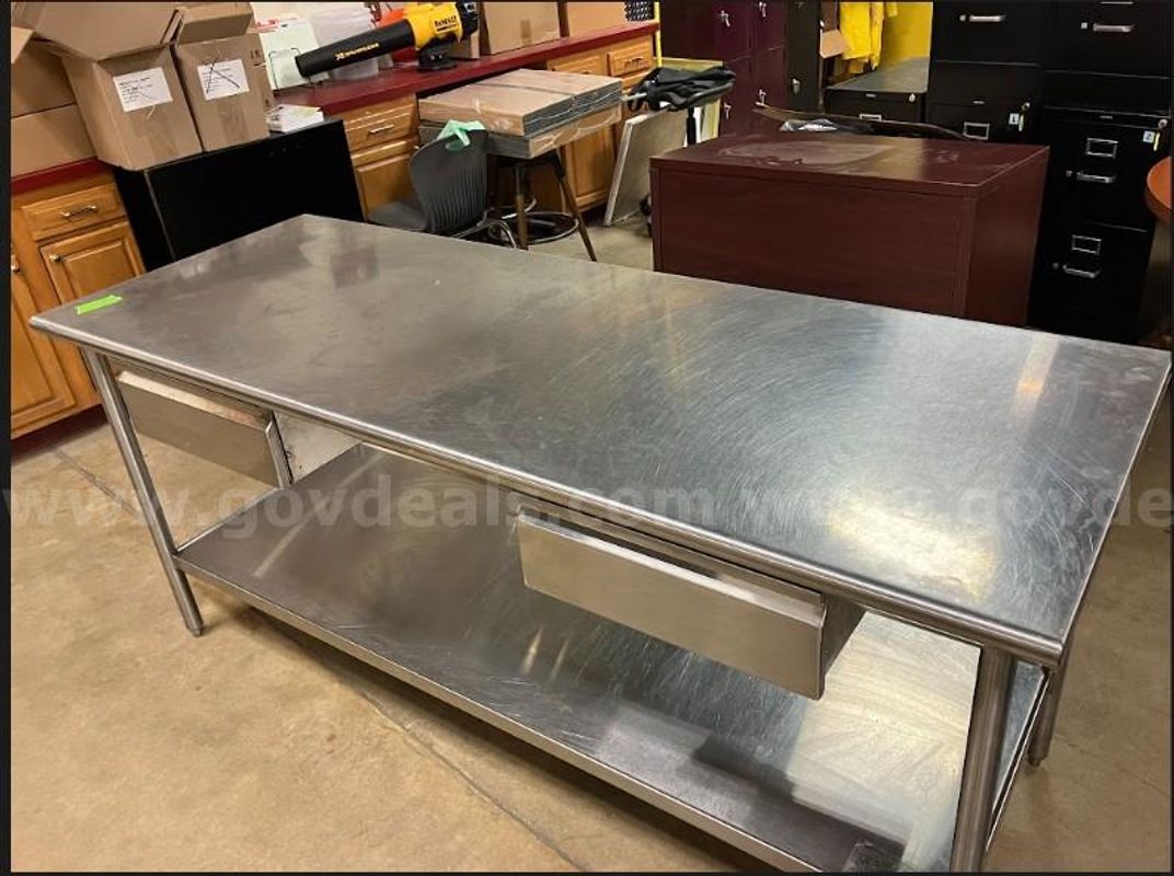 4 Stainless Steel Preparation Tables with Drawers
