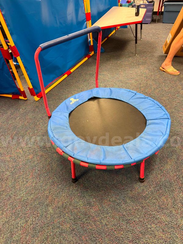 Trampoline with hand rail