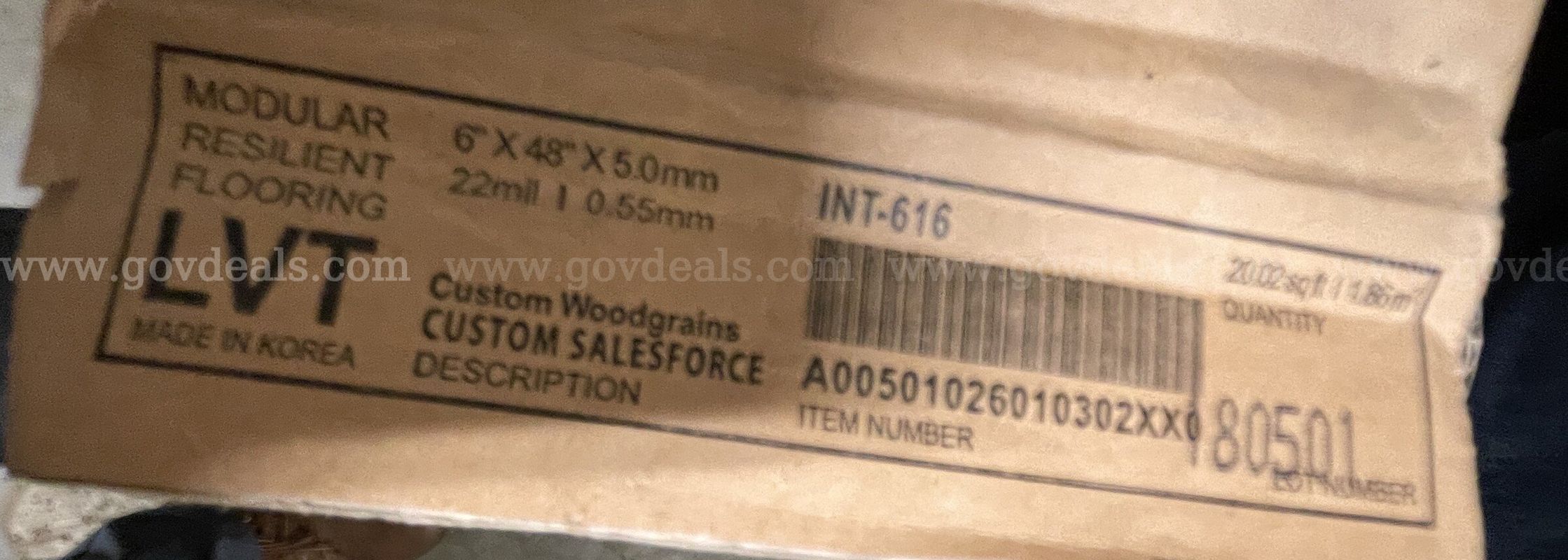 Lot of Fifteen (15) Boxes – New LVT Modular Resilient Flooring (6" x 48")