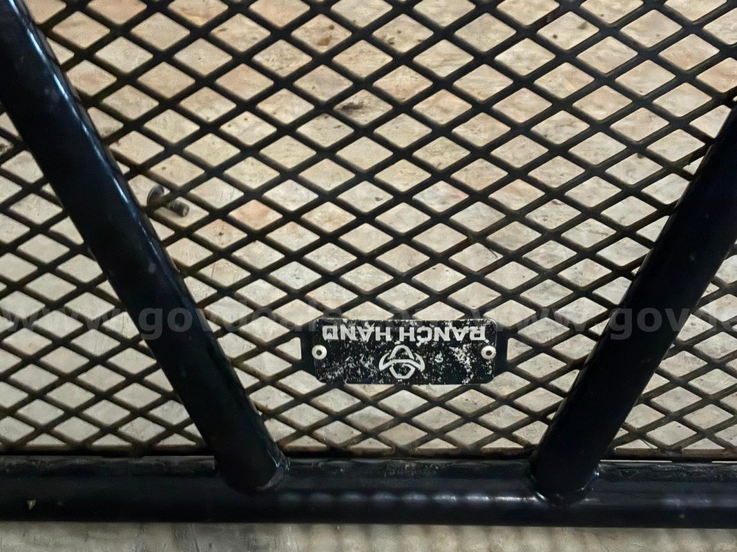 Heavy-duty Ranch Hand steel grille guard / brush guard from a Chevrolet pickup truck