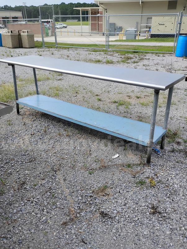 8' Metal Table w/ Bottom Shelf