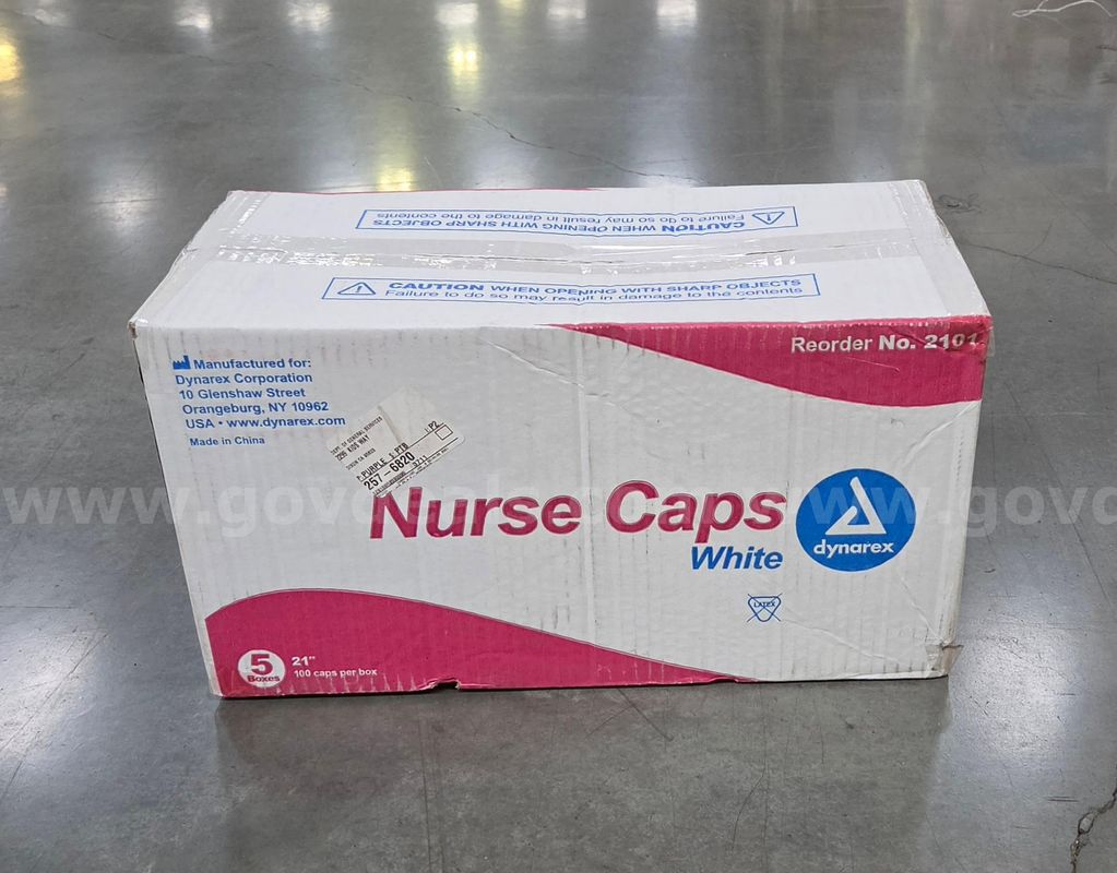 Dynarex White Nurse Caps (Bouffant Style) - 2000 Count Total