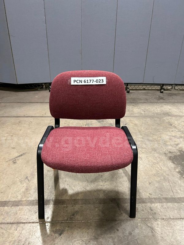 Chair, Guest, Armless, Burgandy, Metal Frame