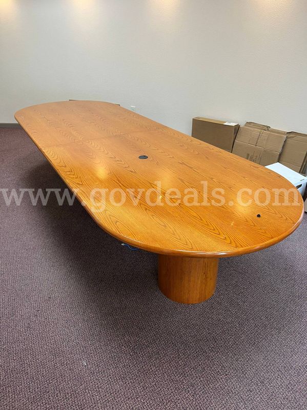 12 Ft Oak Conference Room Table w/Cable Management