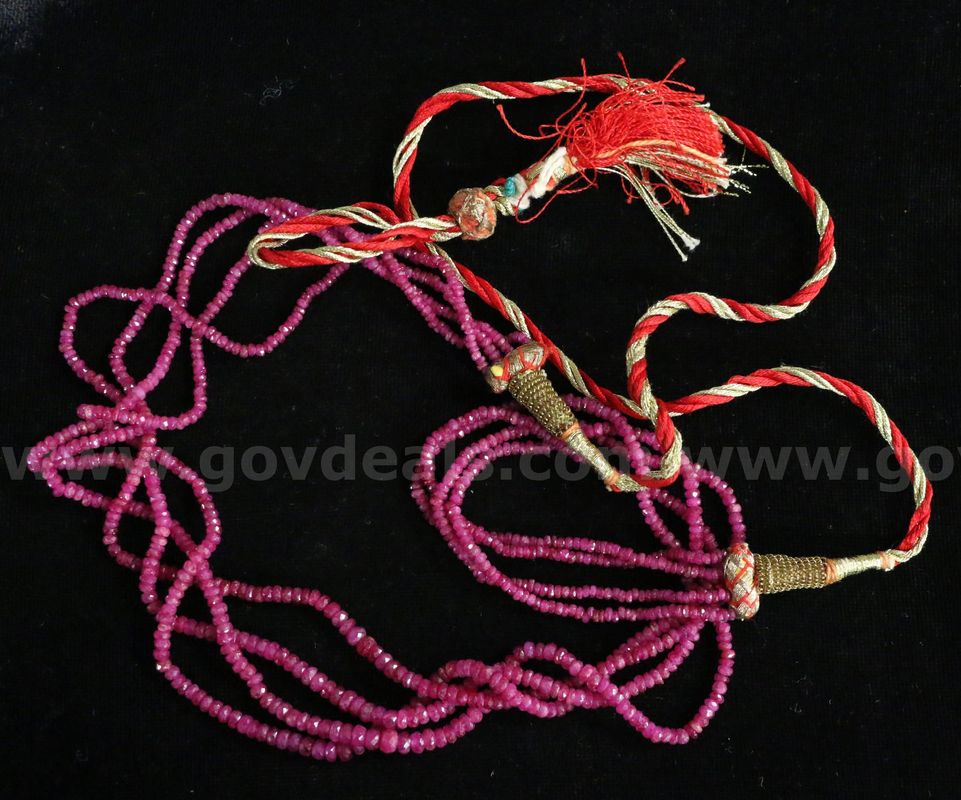 Four-Strand Adjustable Faceted Rondelle Ruby Beaded Necklace