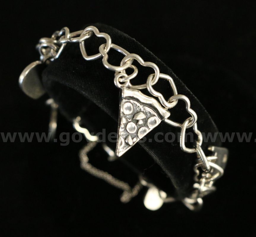 James Avery Sterling Silver Connected Hearts Bracelet and 5 Charms, 22.7 Grams
