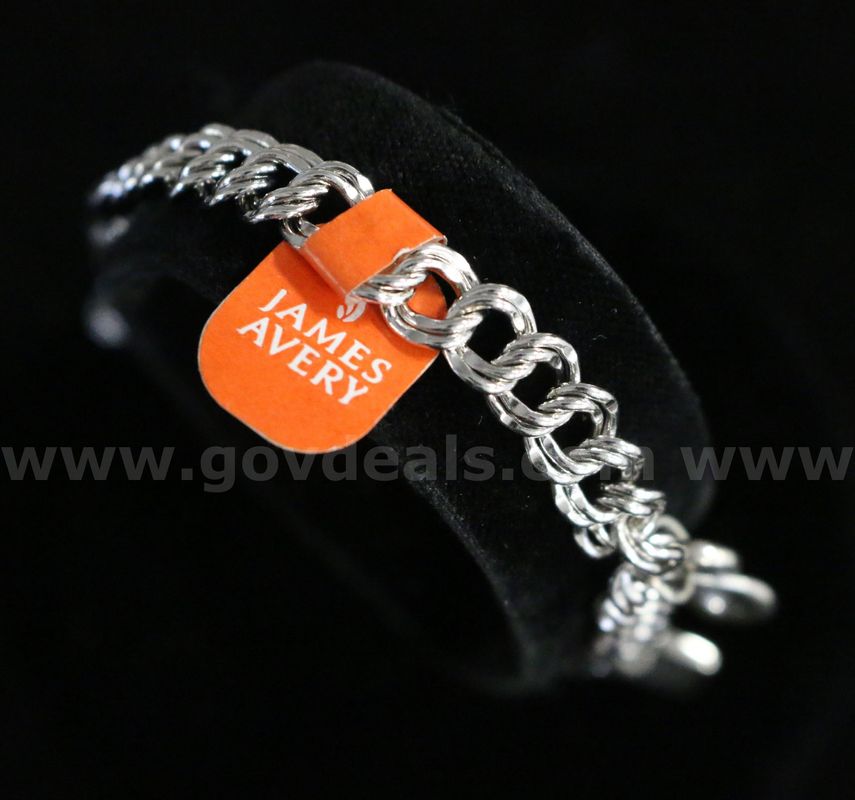 James Avery Sterling Silver Double Curb Bracelet W/2 Charms, 18.2 Grams