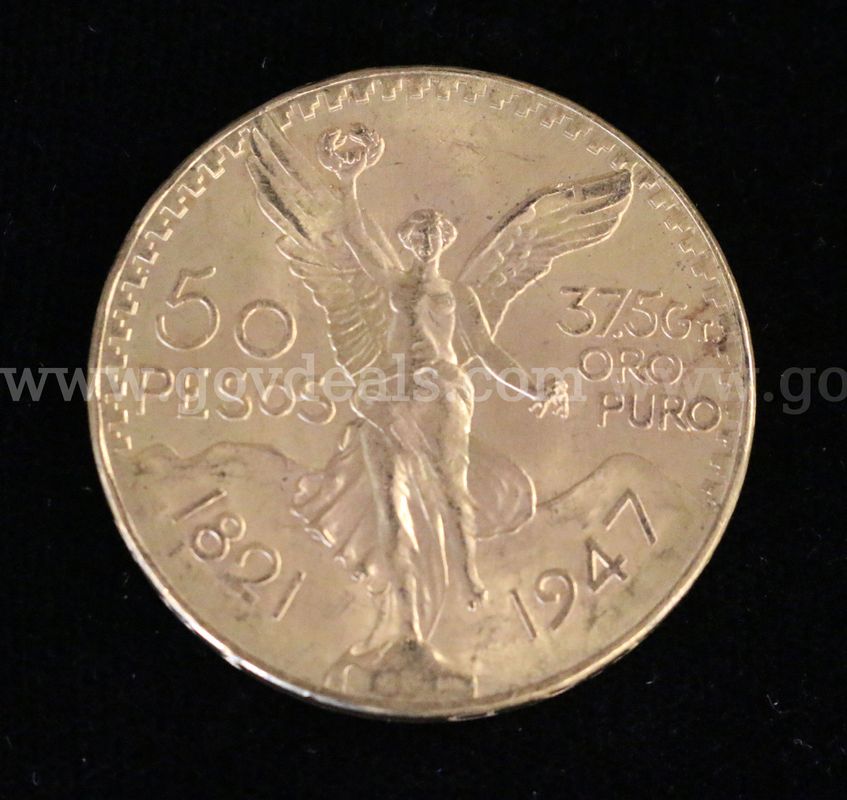 1947 Gold Mexico 50 Peso Coin, 41.6 Grams