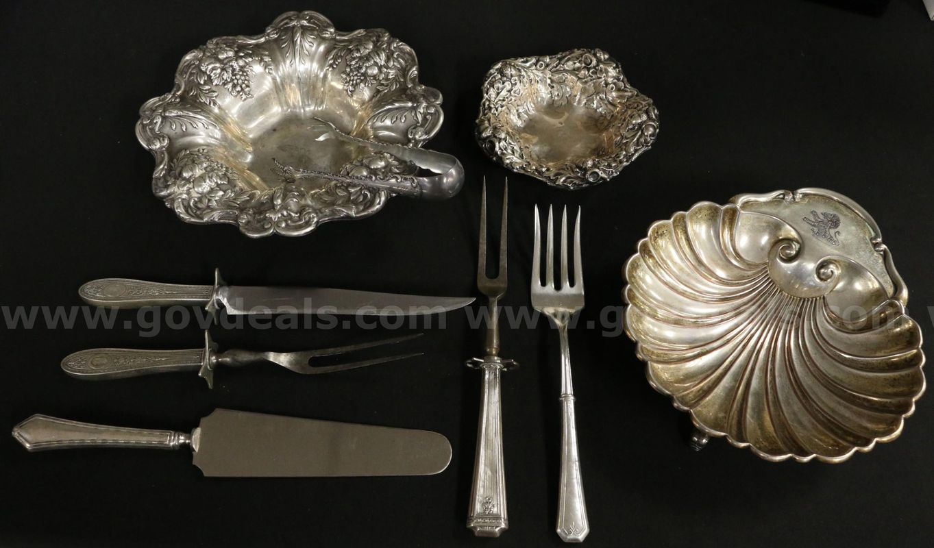 9 Pieces Assorted Brand Sterling Bowls, Flatware & Utensils, 951.9 Grams