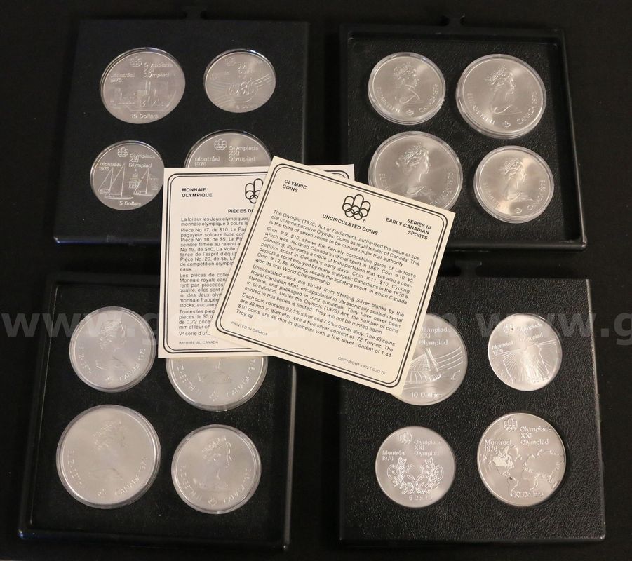 16- 1976 Canadian Olympic Sterling Silver Coins, 680.4 Grams Total