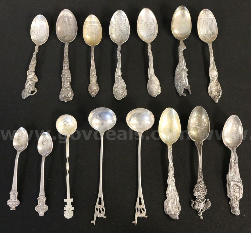 15 Sterling Silver Novelty Spoons, 333.7 Total Grams Weighed