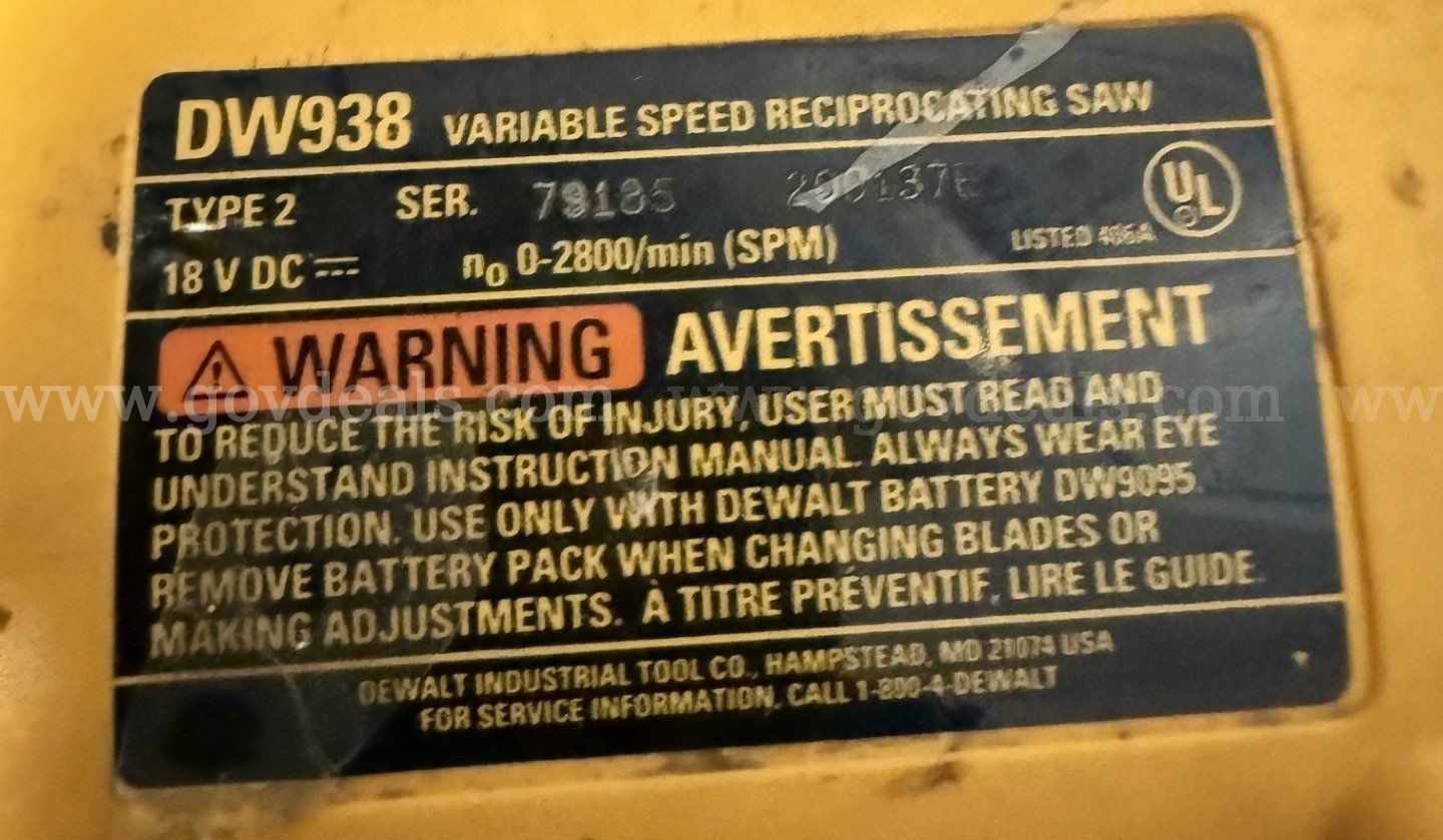 Dewalt Vaviable speed reciprocating saw