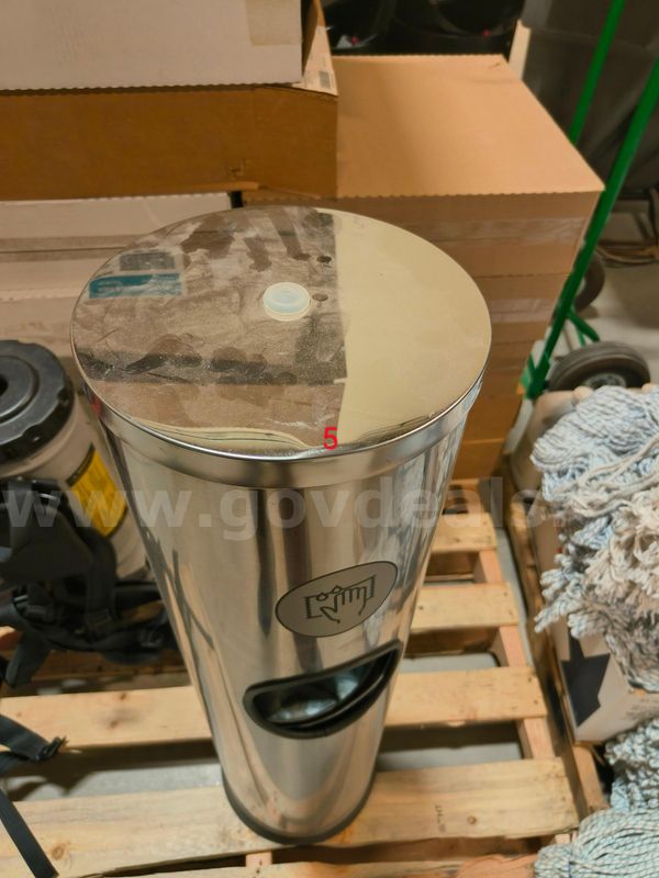 12 Stainless Steel Floor Stand Wipes Dispensers with a built-in Trash Can