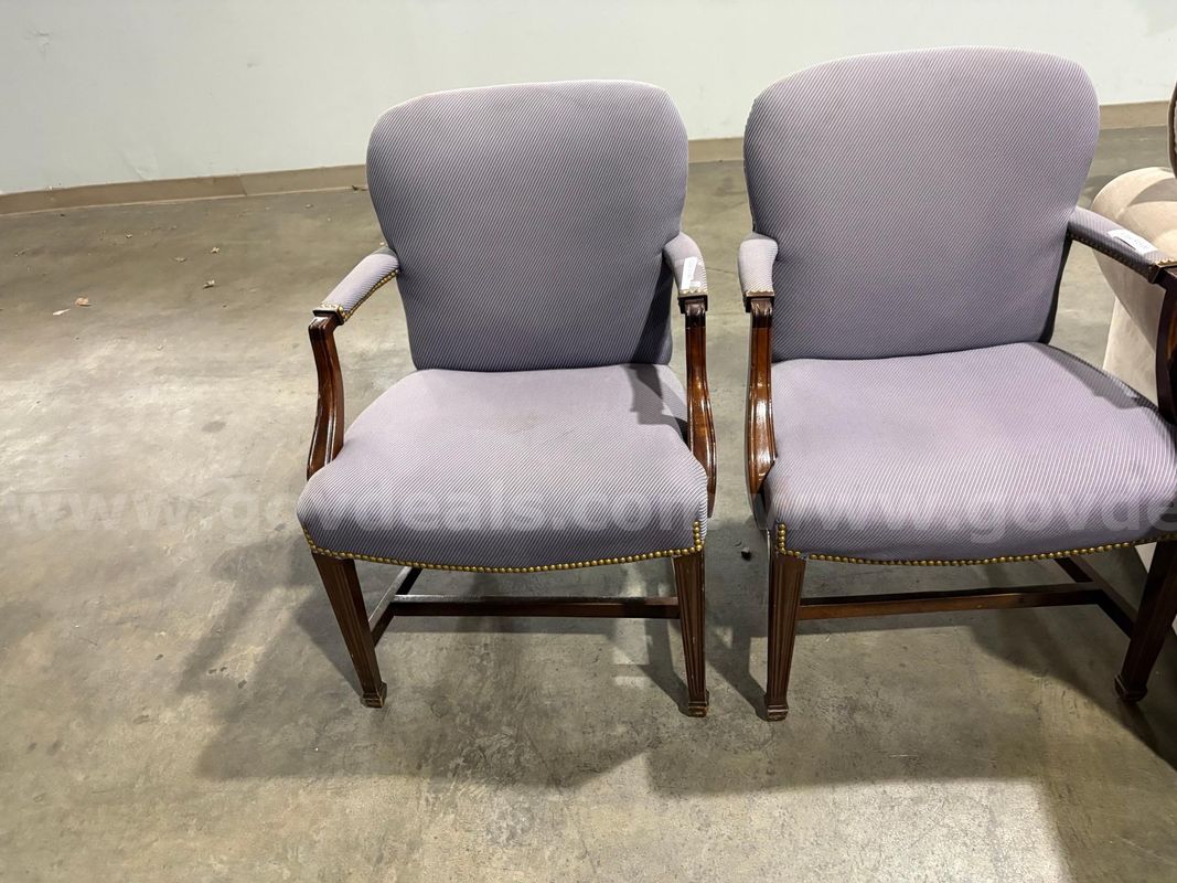 Lot of Purple Cushion Wooden Chairs (2)