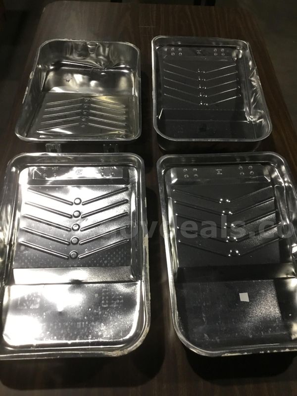 Four 19 x 13 silver trays "DH"