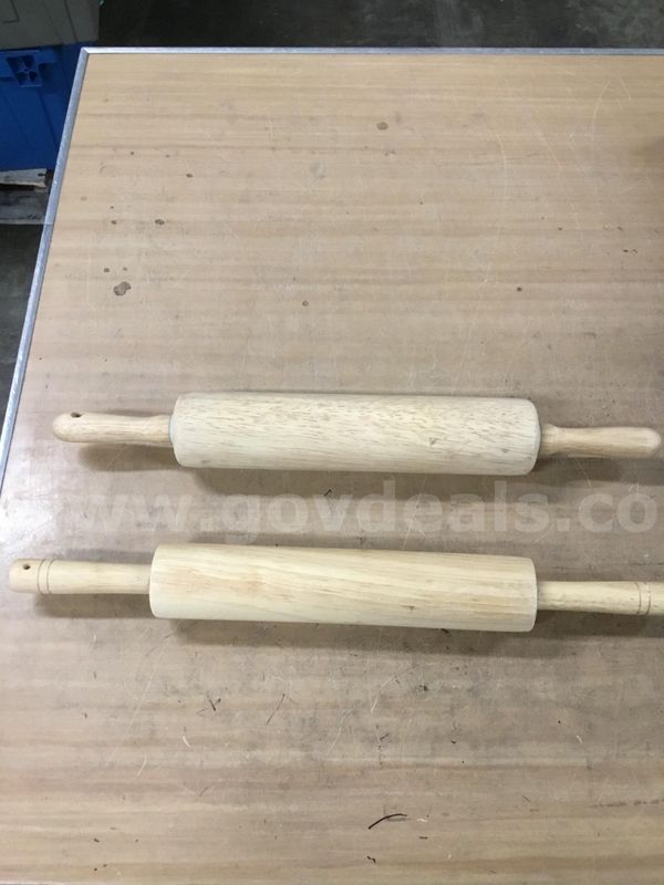 17 1/2 & a 18 inch light oak kitchen rolling pins "DH"