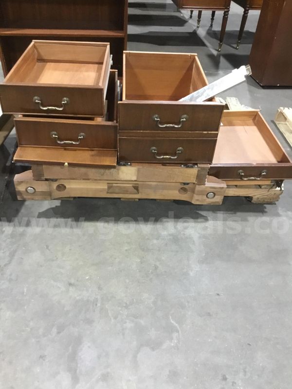 Brown hardwood drawers & bed set parts “DH”