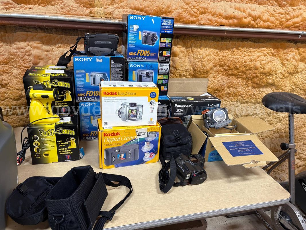 Assorted Lot of Cameras, Video Recorders, & Cases