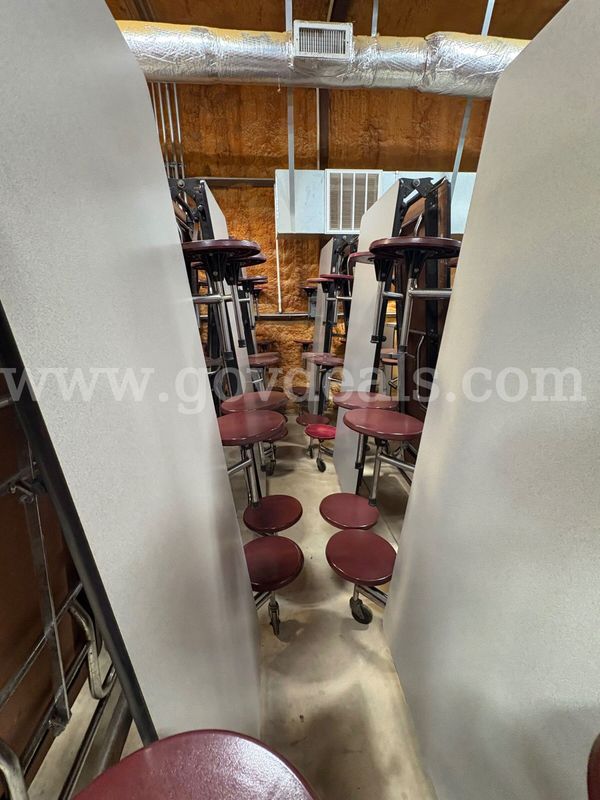 (6) Burgundy Cafeteria Tables