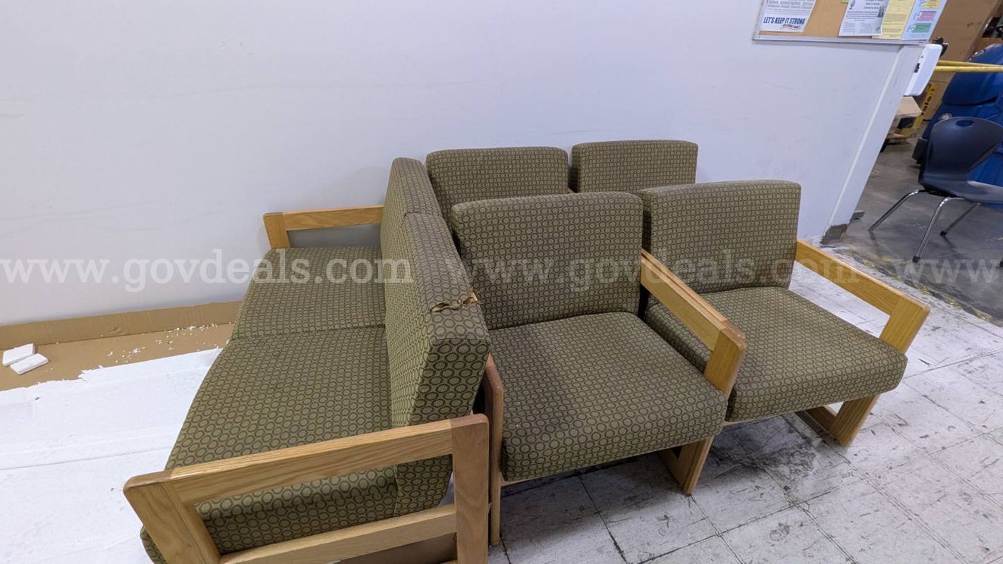 Vintage Used Furniture (4 Single Lounge Chairs, 1 Matching 2 Seater Loveseat)